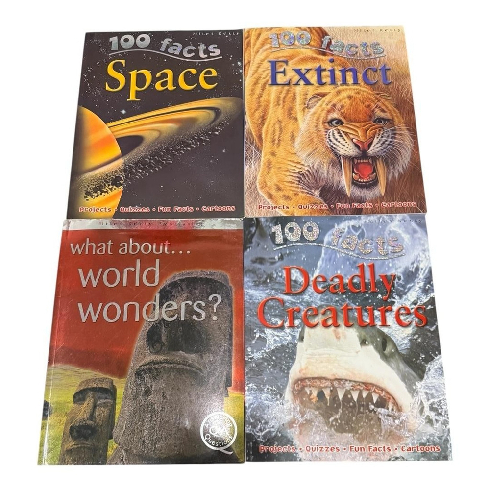 Miles Kelly 100 Facts Kids Book Lot Space Extinct Deadly Creatures World Wonders